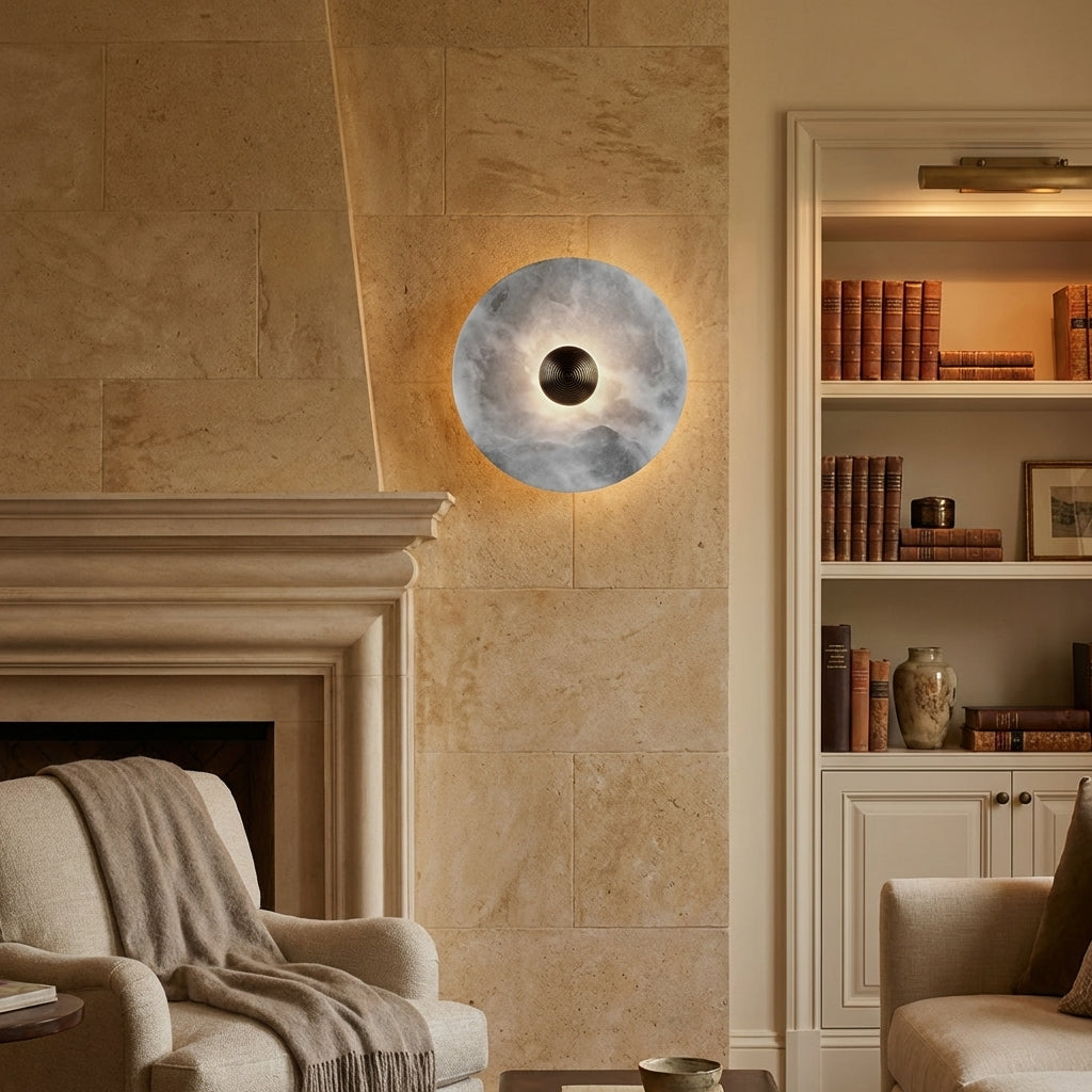 Lamer Lighting Alabaster Horizon Wall Sconce - American formal living room