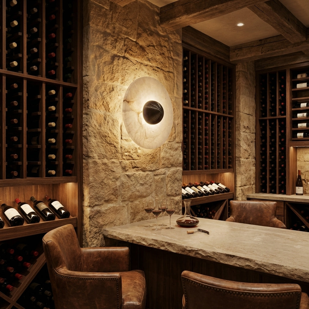 Lamer Lighting Median Alabaster Wall Sconce - luxury American wine room