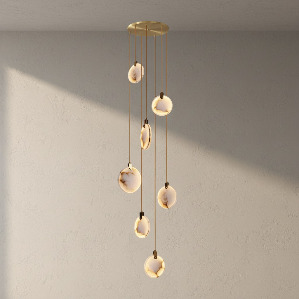 Lamer Lighting Aura Marble Multi-Light Pendant Chandelier - Background Shot