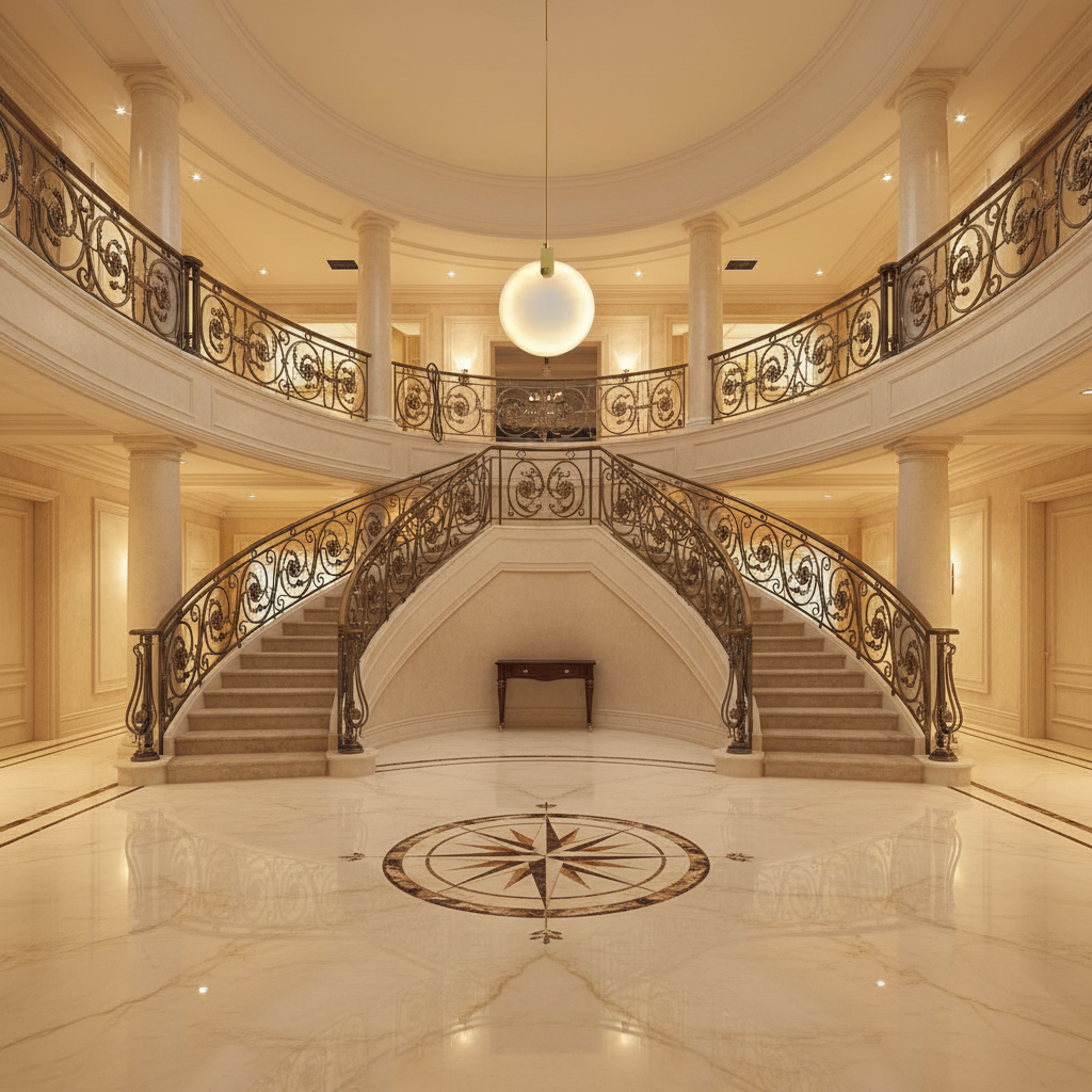 Lamer Lighting Aura Marble Multi-Light Pendant Chandelier - grand American foyer with two-story ceiling