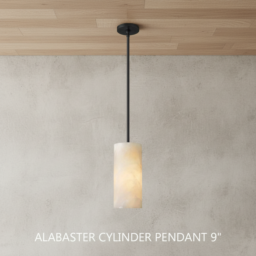 Lamer Lighting Alabaster Cylinder Pendant - Background Shot