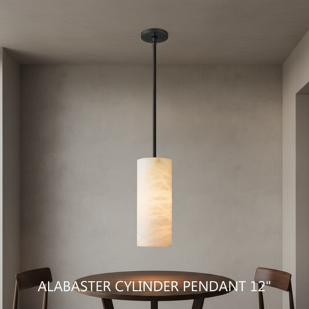 Lamer Lighting Alabaster Cylinder Pendant - Background Shot