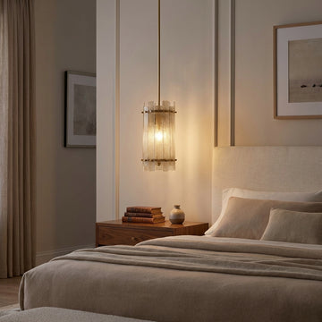 Lamer Lighting Veridian Column Brass Pendant Light - Scene