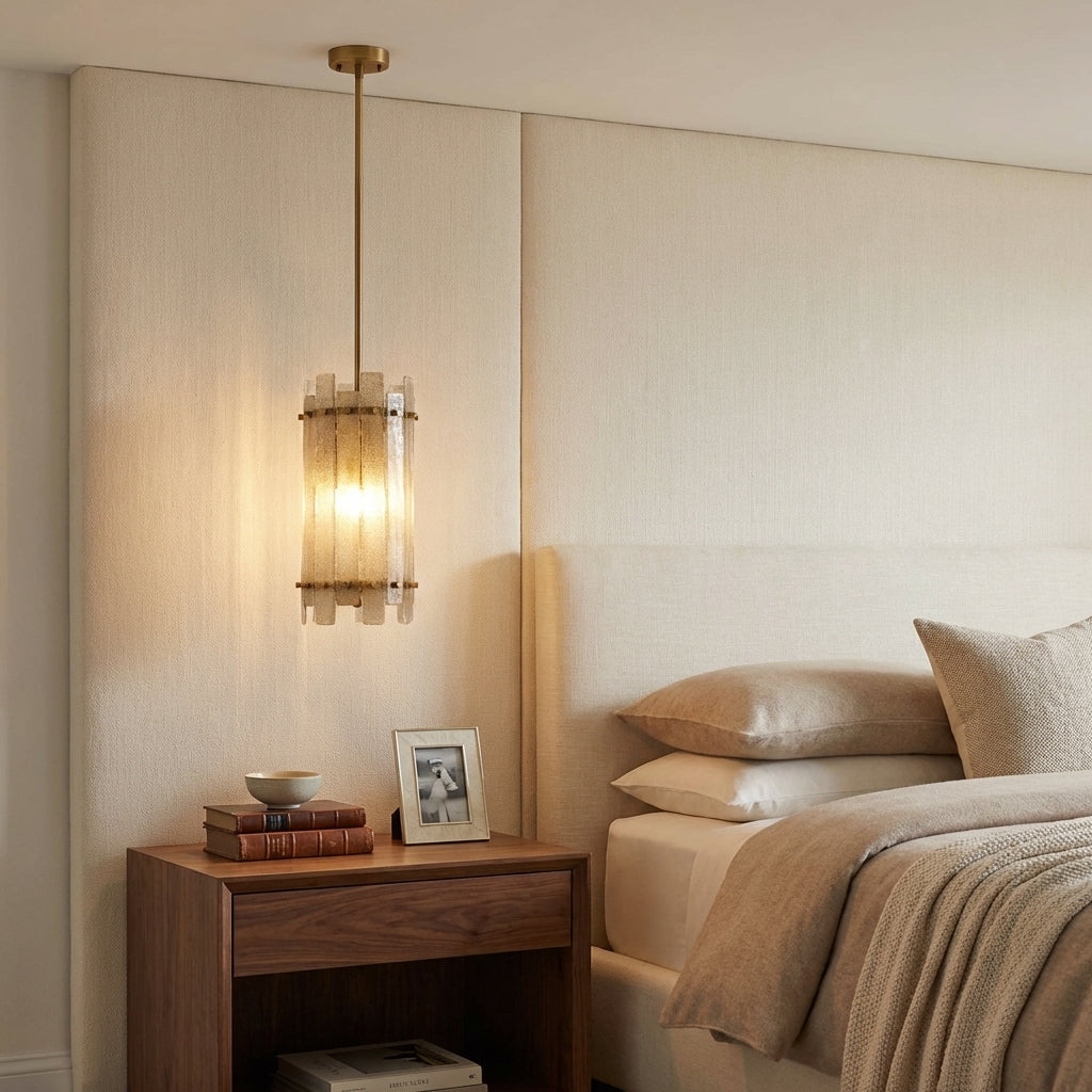 Lamer Lighting Veridian Column Brass Pendant Light - Scene