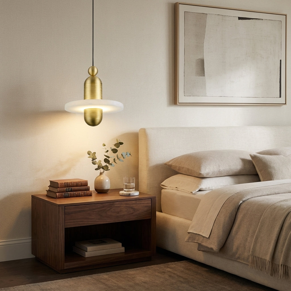 Lamer Lighting Alabaster Luminous Sphere Pendant Light - Scene