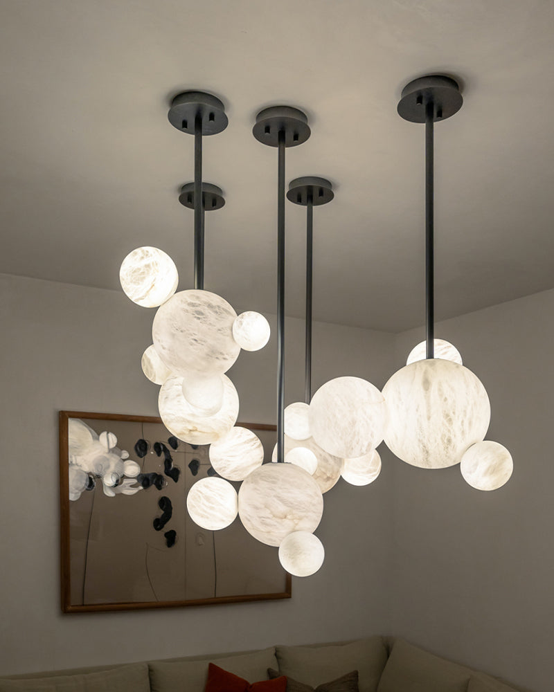 Minimalist Antique Alabaster Cluster Pendant Light Fixtures 6" Wide