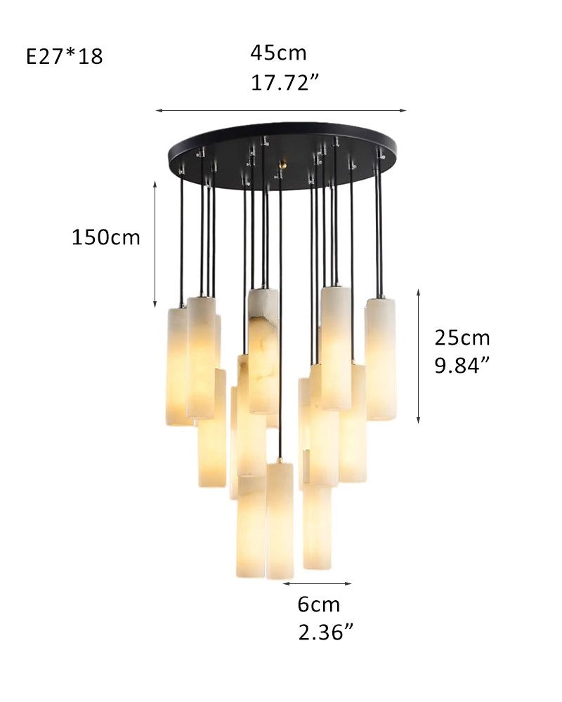 Elegant Lighting Linear Nature Stone 2" Wide Alabaster Chandelier