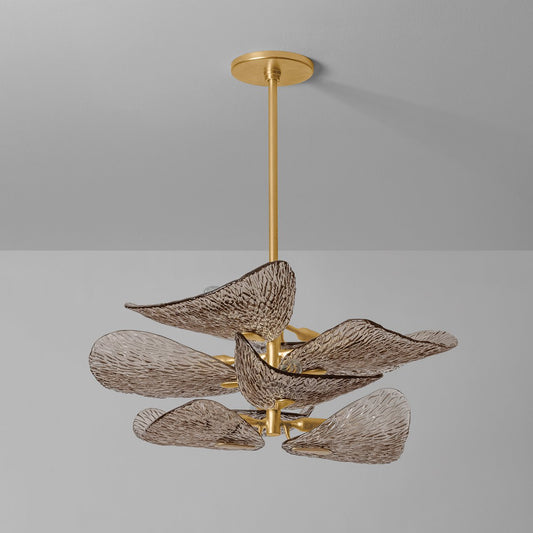 Modern Gold Leaf Glass Chandelier, 28"
