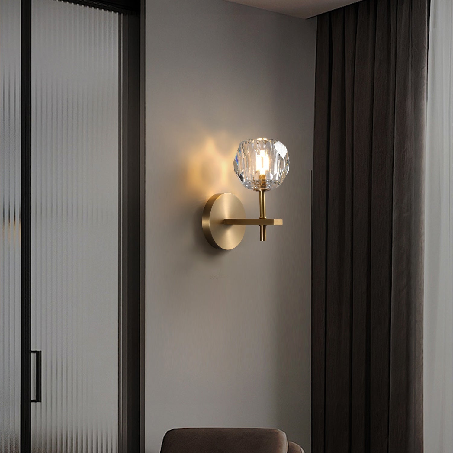 Kristal Clear Glass Short Wall Sconce -  lamerlighting