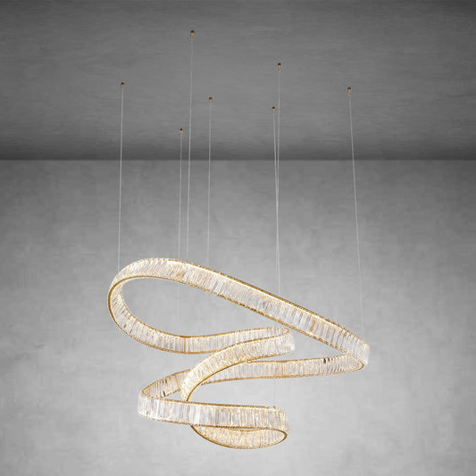 Modern Champagne Gold Crystal Chandelier, 39.4 Inch