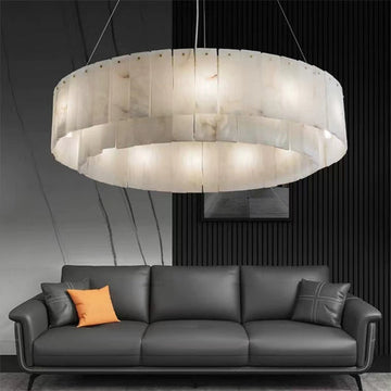 Brendra Alabaster 2-Tier Round Chandelier - Merlin Lamps