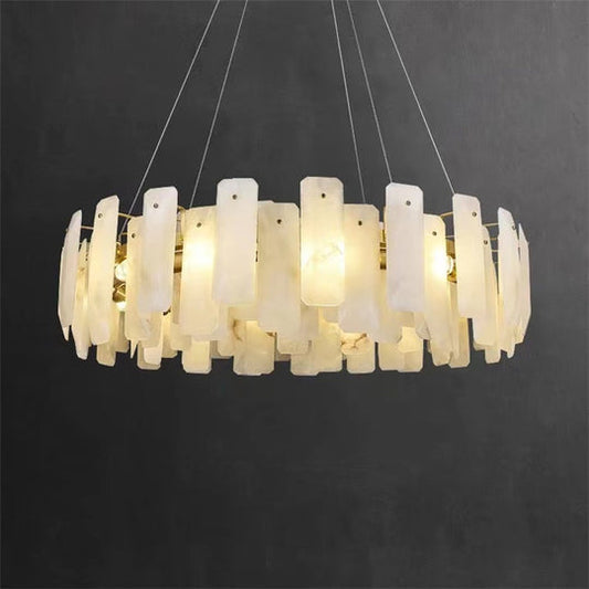 Alabaster Flake Round Chandelier 20" 23" 31" 39''D - Merlin Lamps