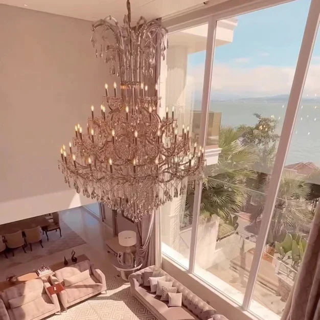 Lamer Lighting Grand Lumina Tiered Crystal Chandelier - grand American estate foyer