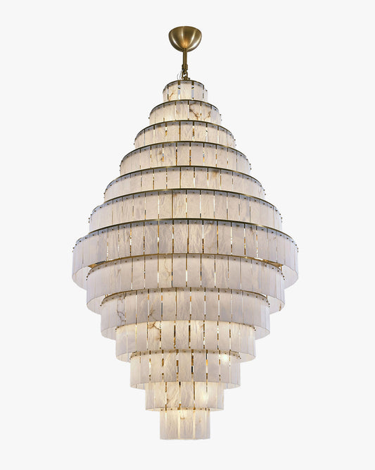 Giant Tiered Alabaster Foyer Chandelier