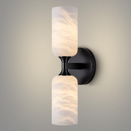 Monty Alabaster Linear Wall Sconce-Black