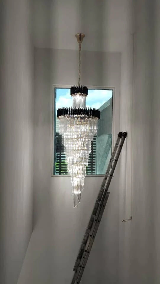 Lamer Lighting Grand Spiral Crystal Foyer Chandelier - Background Shot