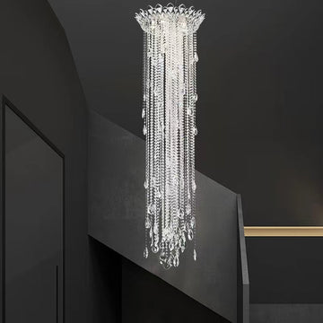 Lamer Lighting Grand Lumina Round Crystal Tassel Chandelier - American guest bedroom