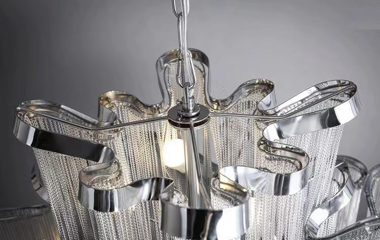 Lamer Lighting Aura Cascade Stainless Steel Tassel Chandelier - Background Shot