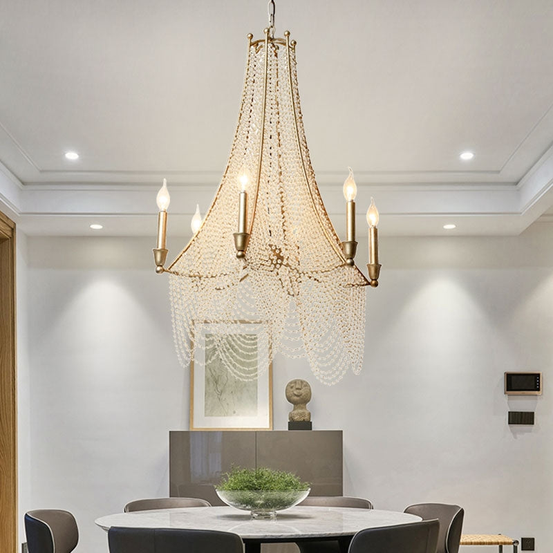 Lamer Lighting Grand Lumina Crystal Beaded Chandelier - American formal living room with 12-foot ceilings