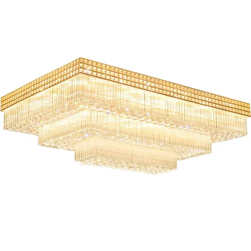 Lamer Lighting Grand Lumina Rectangular Flush Mount Chandelier - Background Shot