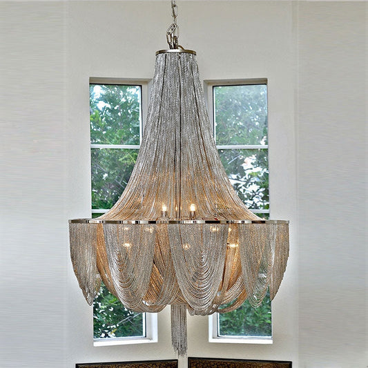 Lamer Lighting Grand Lumina Cascade Tassel Chandelier - grand American foyer with two-story ceiling