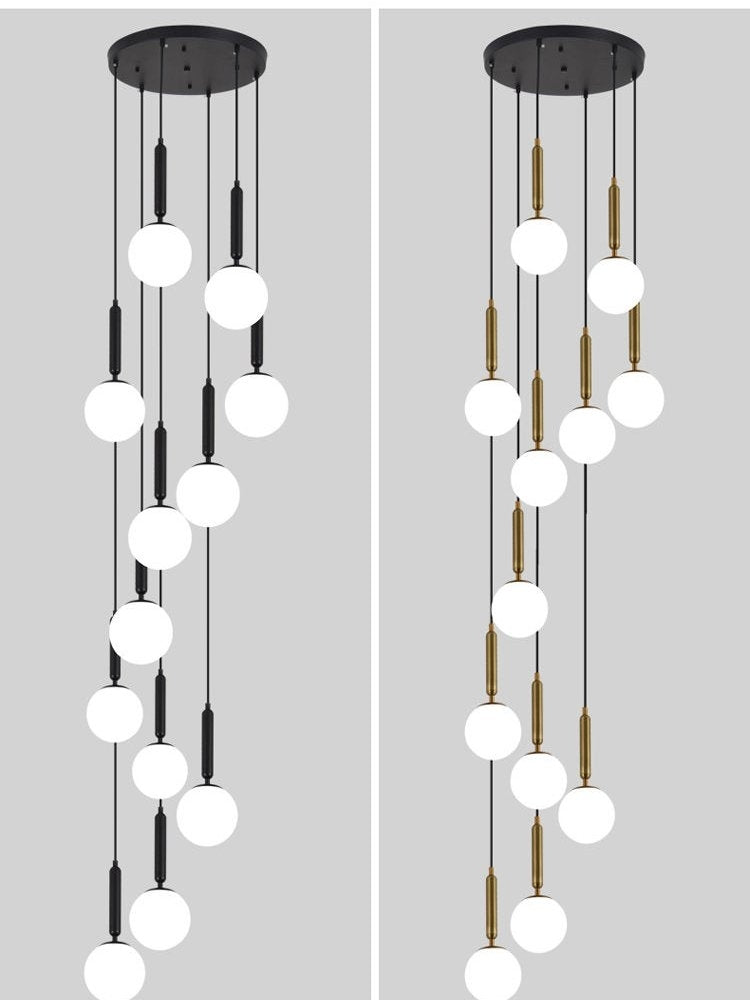 Lamer Lighting Grand Luminous Spiral Iron & Glass Pendant - Background Shot