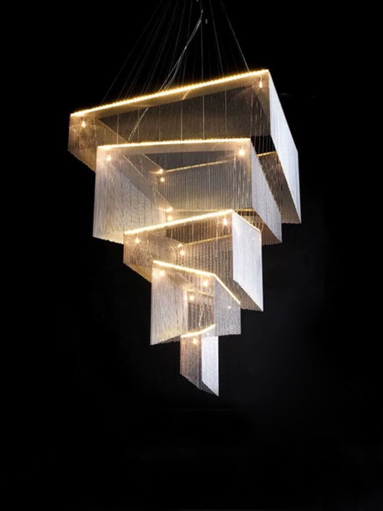 Lamer Lighting Grand Cascade Rectangular Tassel Chandelier - Background Shot