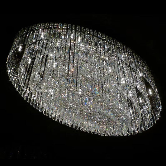 Lamer Lighting Grand Tiered Crystal Flush Mount Chandelier - American master bedroom with standard ceiling