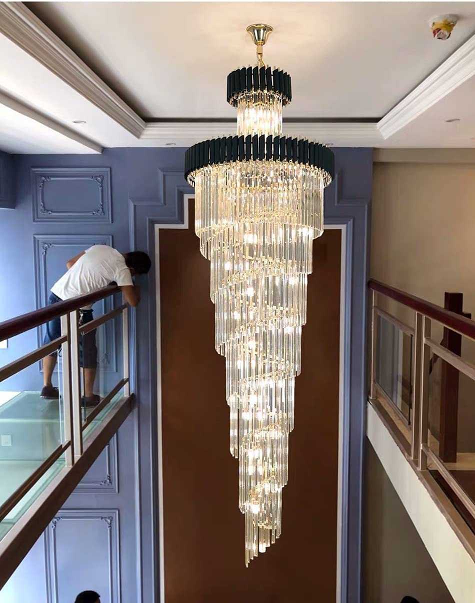 Lamer Lighting Grand Spiral Crystal Foyer Chandelier - Background Shot