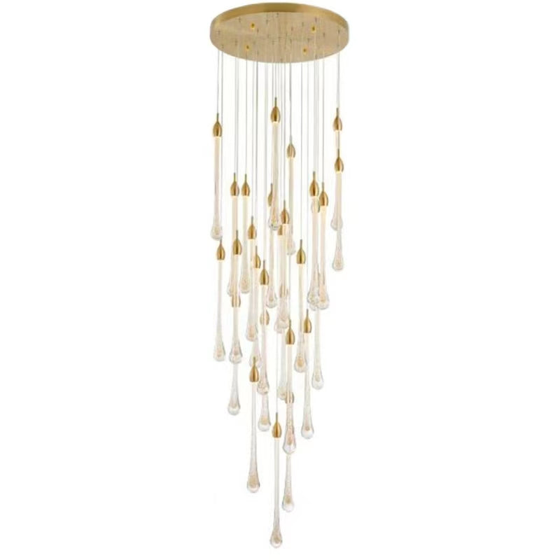 Lamer Lighting Opulent Raindrop Brass Glass Pendant Chandelier - Background Shot