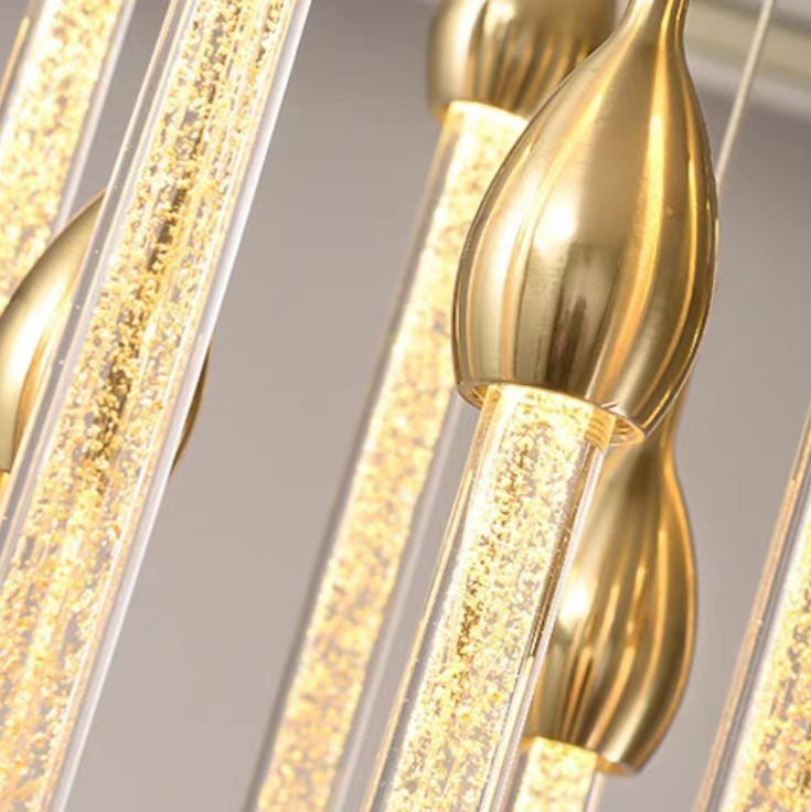 Lamer Lighting Opulent Raindrop Brass Glass Pendant Chandelier - Background Shot