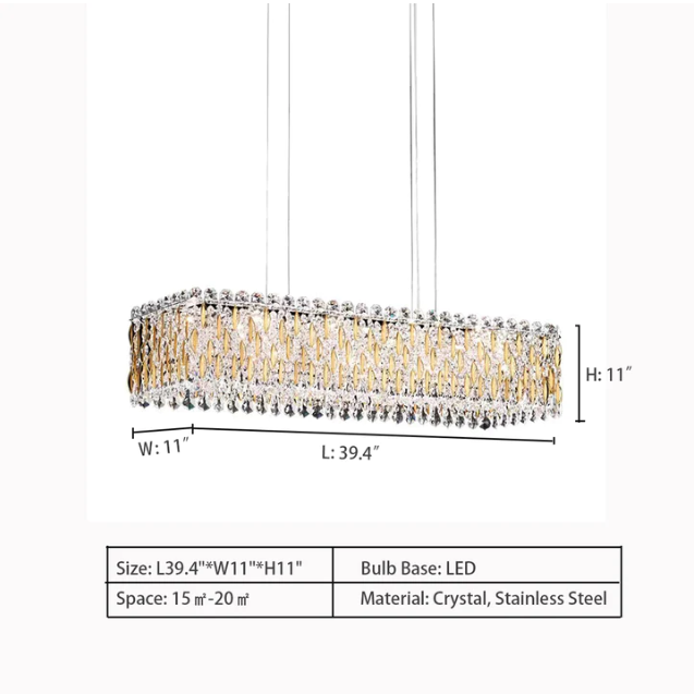 Lamer Lighting Grand Lumina Rectangle Crystal Chandelier - Background Shot