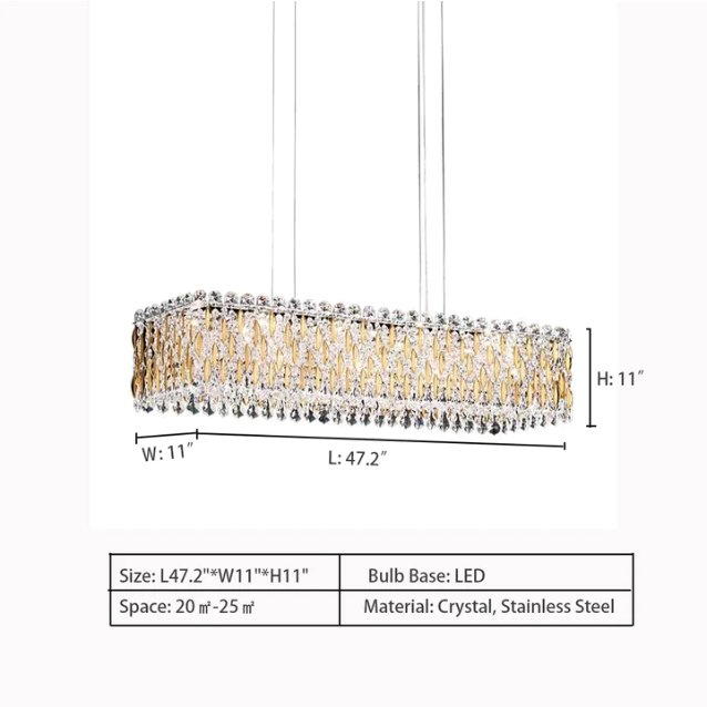 Lamer Lighting Grand Lumina Rectangle Crystal Chandelier - Background Shot