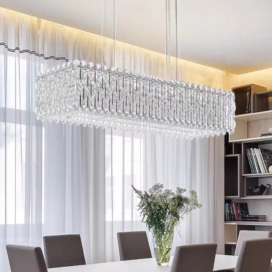 Lamer Lighting Grand Lumina Rectangle Crystal Chandelier - Background Shot