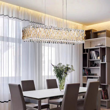 Lamer Lighting Grand Lumina Rectangle Crystal Chandelier - grand American estate foyer