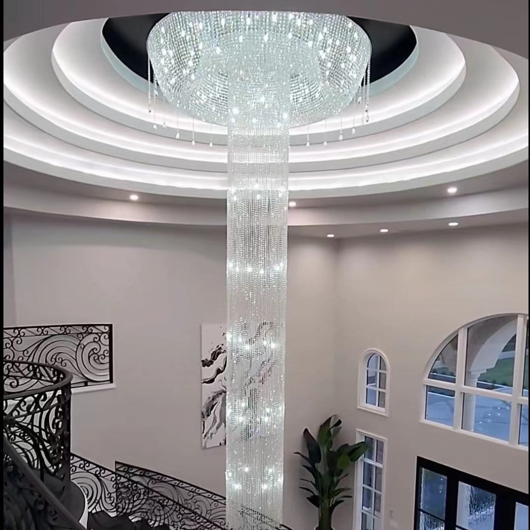 Lamer Lighting Grand Cascade Round K9 Crystal Flush Mount Chandelier - luxurious American master suite