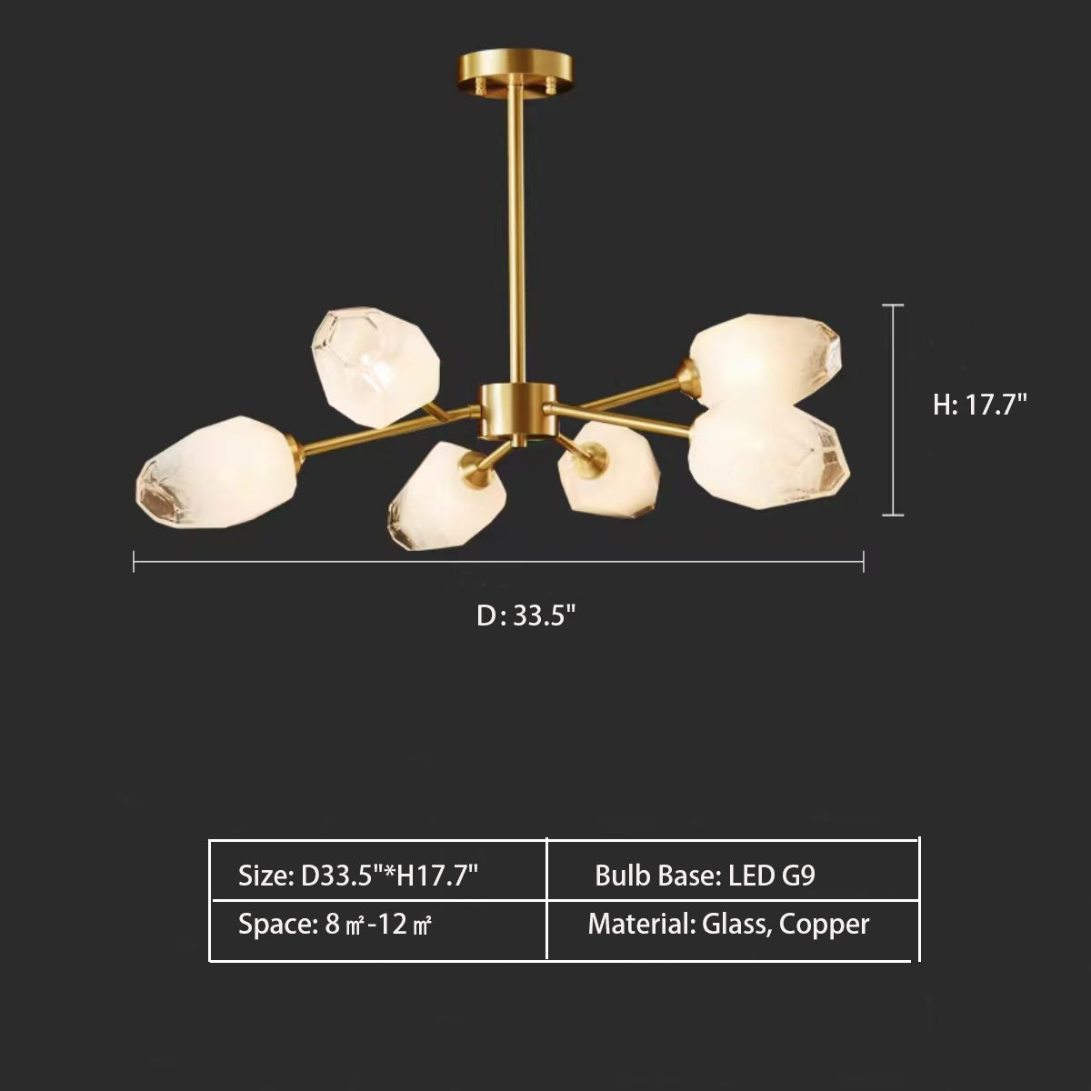 Lamer Lighting Facet Bloom Sputnik Glass Chandelier - Background Shot