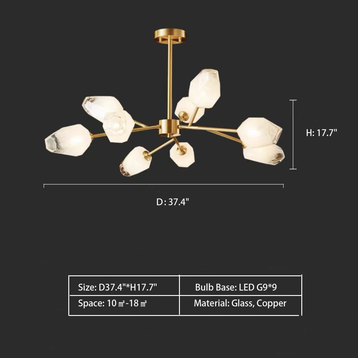 Lamer Lighting Facet Bloom Sputnik Glass Chandelier - Background Shot