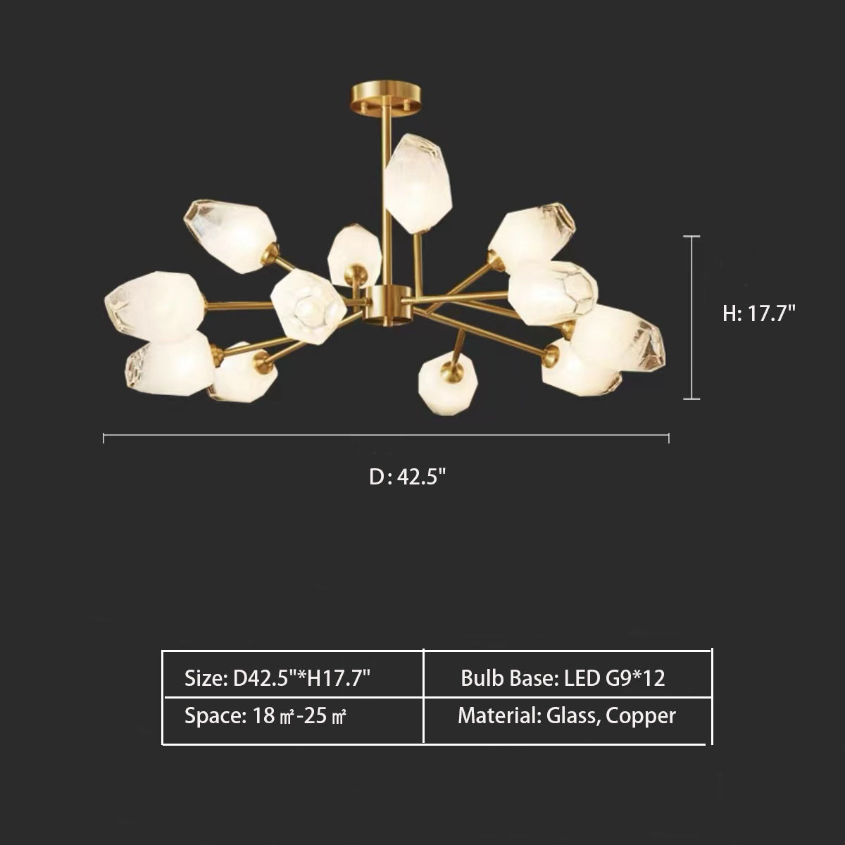 Lamer Lighting Facet Bloom Sputnik Glass Chandelier - Background Shot
