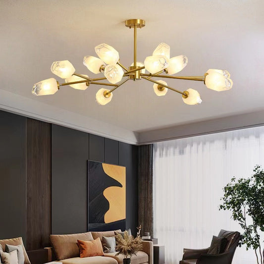 Lamer Lighting Facet Bloom Sputnik Glass Chandelier - American ballroom or formal entertaining space