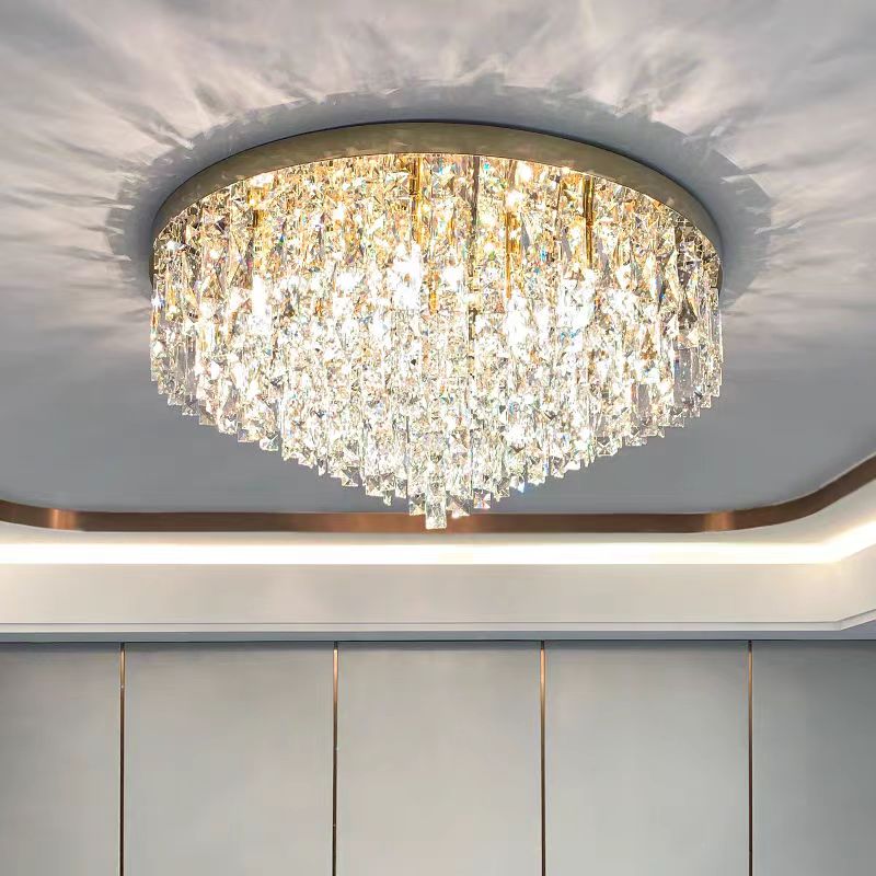 Lamer Lighting Grand Tiered Round Flush Mount Chandelier - American transitional hallway