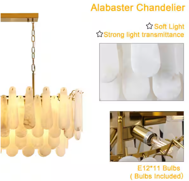 Modern Chandelier 39 in. 20-Light Gold Chandelier for Dinning Room, Living Room, Foyer, Bedroom