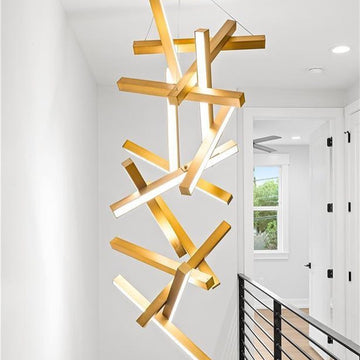 Modern Vertical Geometric Aluminum Chandelier for Staircase/Foyer/High-ceiling