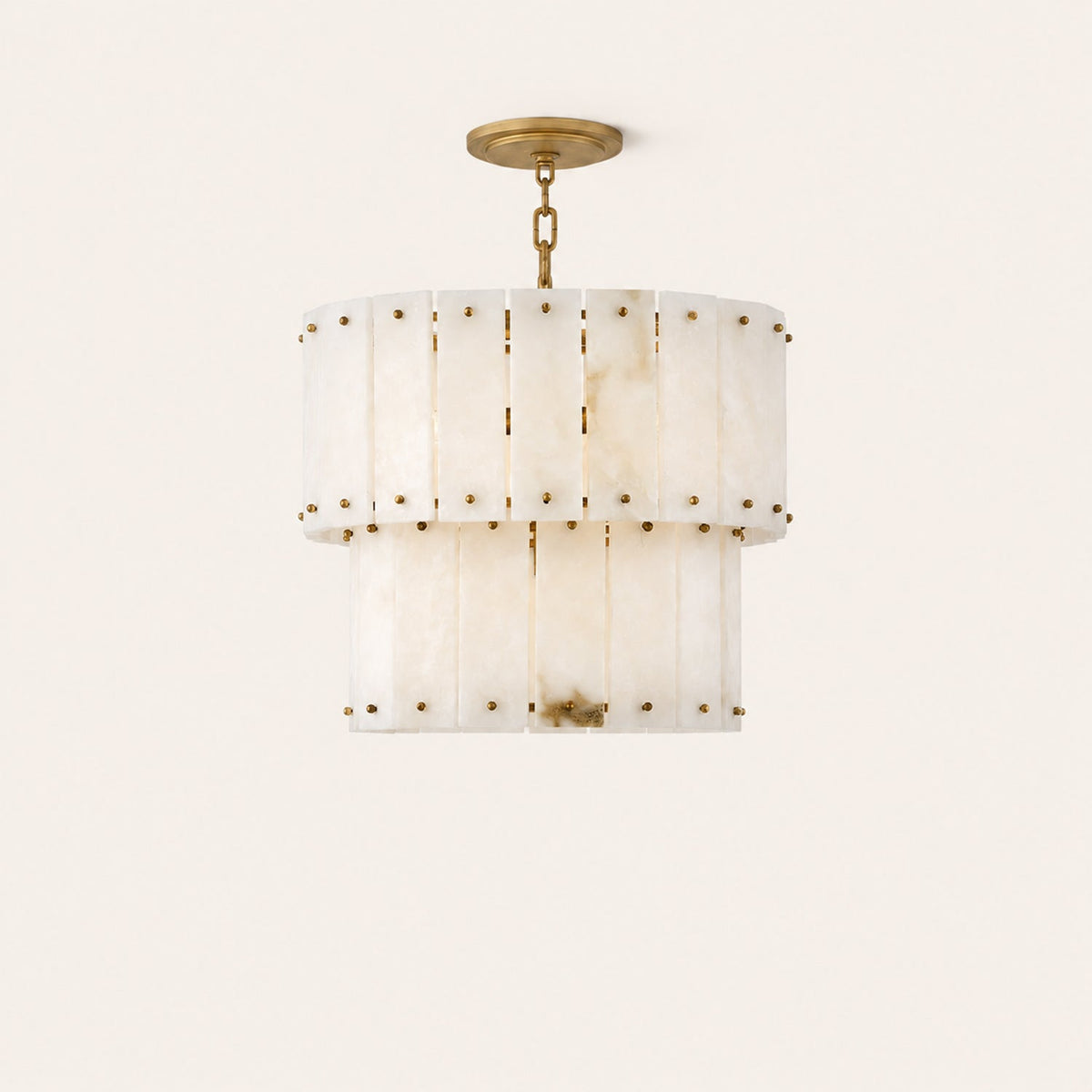 Simona Alabaster Round 2-Tier Chandelier 17.5"D 24"D