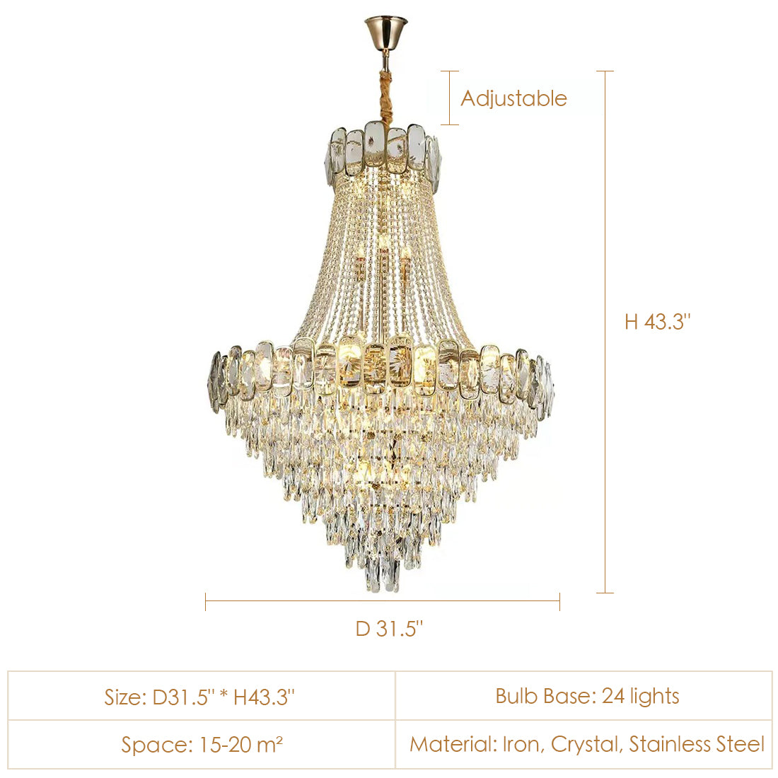 Lamer Lighting Grand Radiance Round K9 Crystal Chandelier - Background Shot