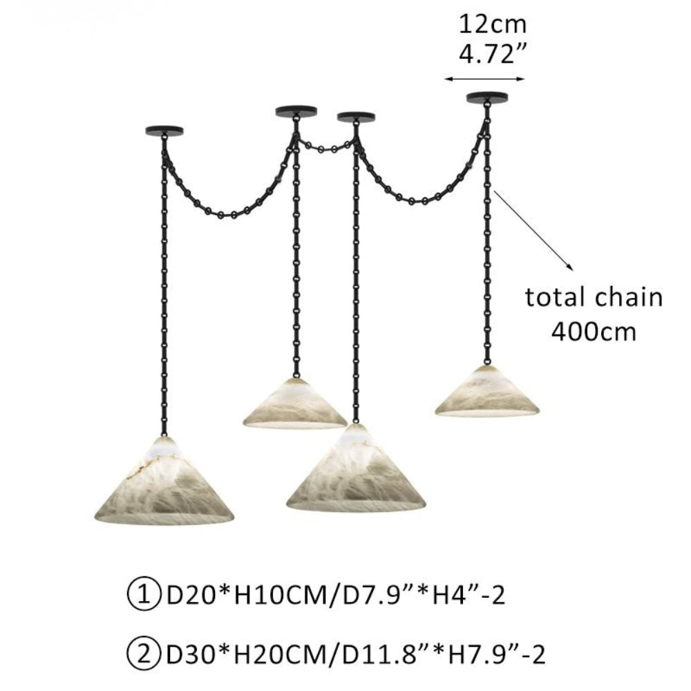 Multi-Head Matte White Alabaster Cone Hanging Kitchen Pendant Light