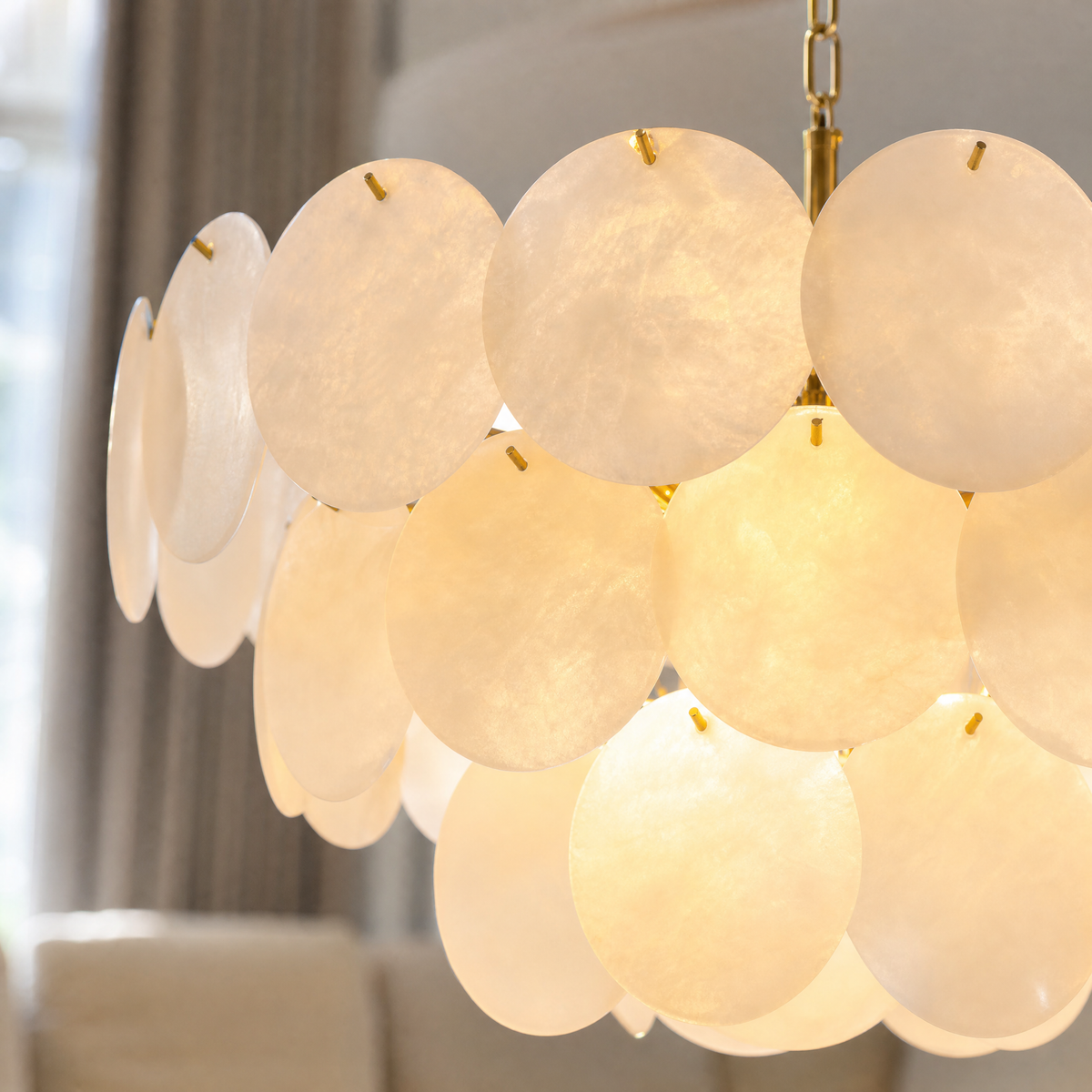 26" Natural Alabaster Round Chandelier