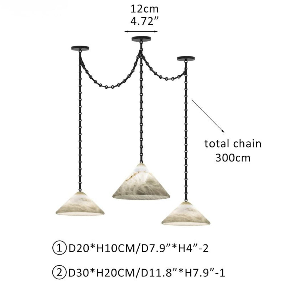 Multi-Head Matte White Alabaster Cone Hanging Kitchen Pendant Light