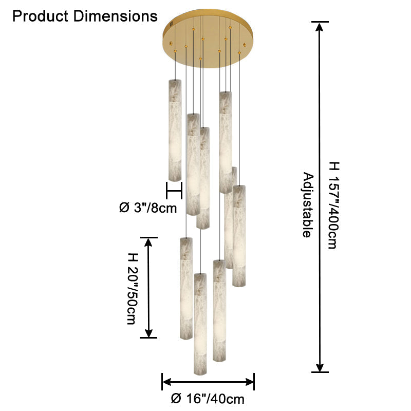 Alabaster Tube Staircase Chandelier