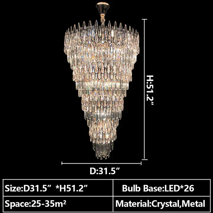 Lamer Lighting Grand Tiered Crystal Raindrop Chandelier - Background Shot